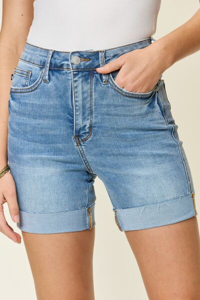 Judy Blue Full Size Tummy Control High Waist Denim Shorts - AllIn Computer