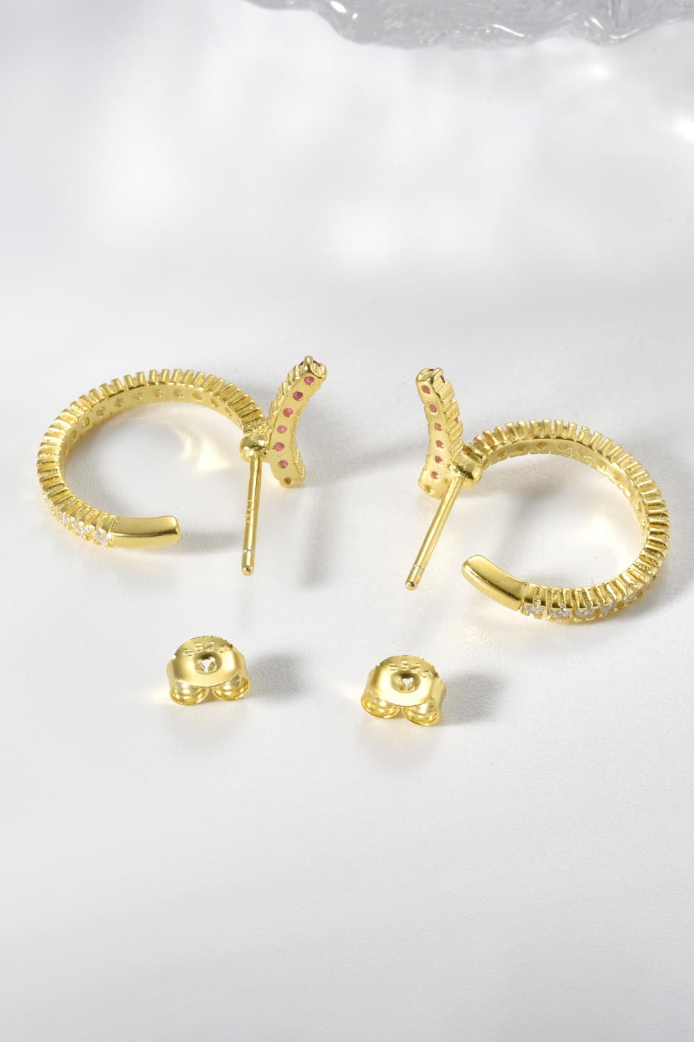 Inlaid Zircon 925 Sterling Silver C-Hoop Earrings - AllIn Computer