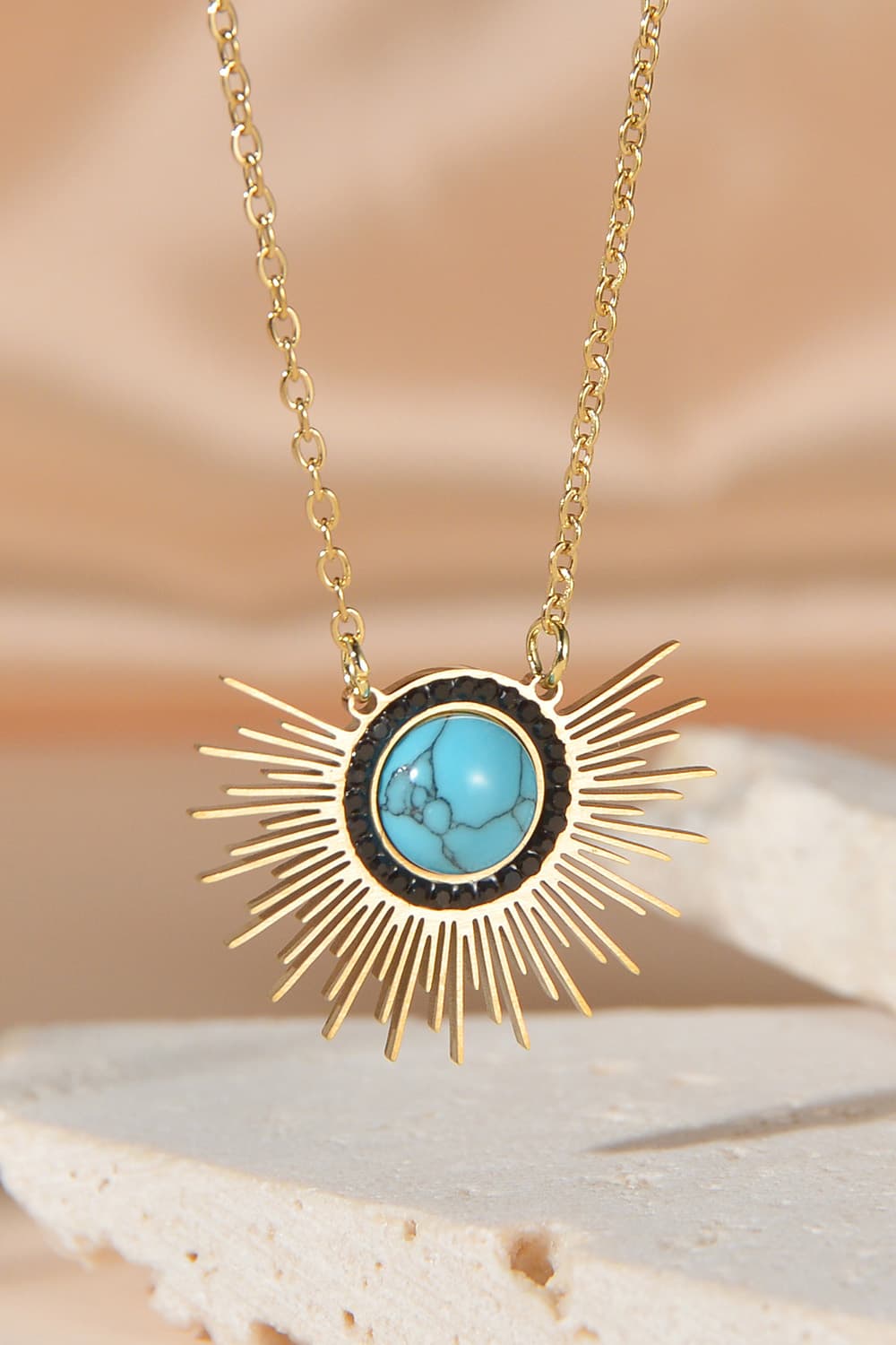 Turquoise 14K Gold Plated Pendant Necklace - AllIn Computer