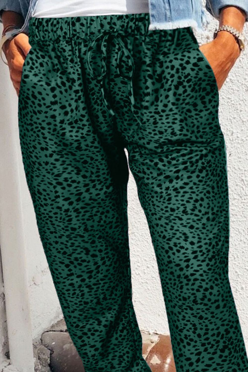 Leopard Pocketed Long Pants - AllIn Computer