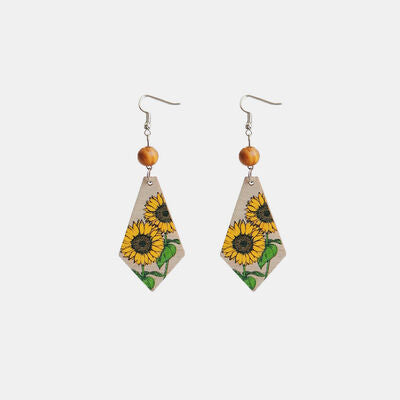 Floral Wooden Teardrop Earrings - AllIn Computer