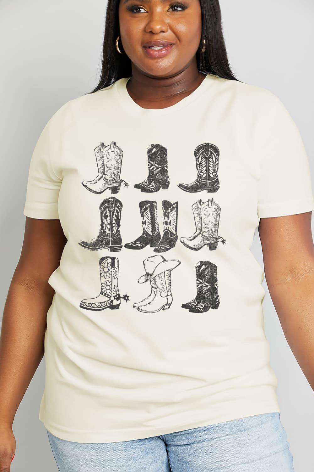 Simply Love Simply Love Full Size Cowboy Boots Graphic Cotton Tee - AllIn Computer
