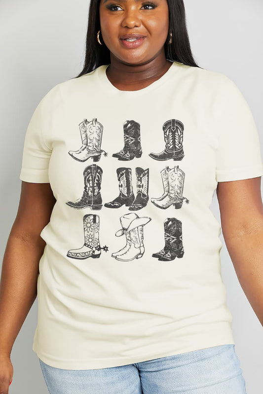 Simply Love Simply Love Full Size Cowboy Boots Graphic Cotton Tee - AllIn Computer