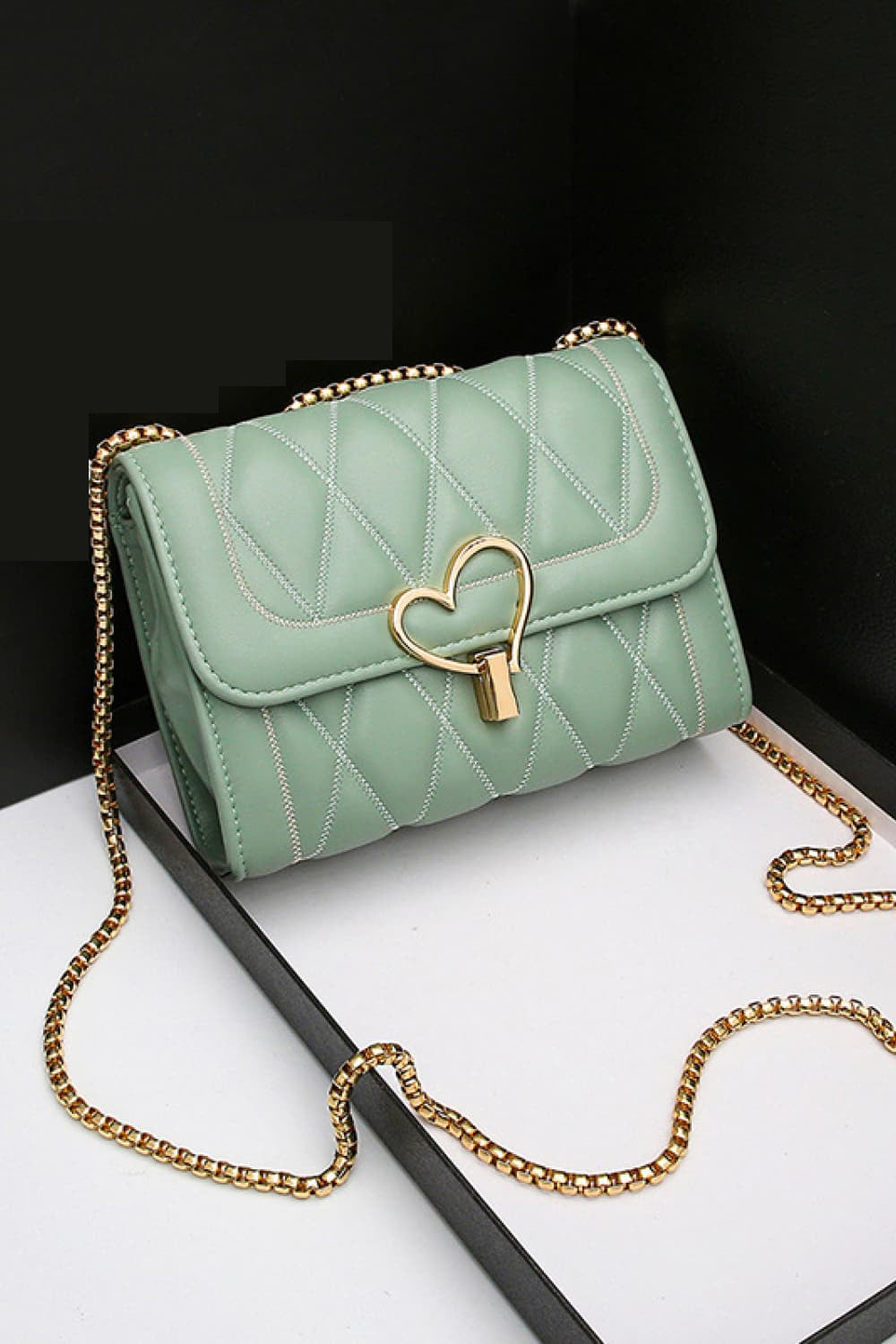 Heart Buckle PU Leather Crossbody Bag - AllIn Computer