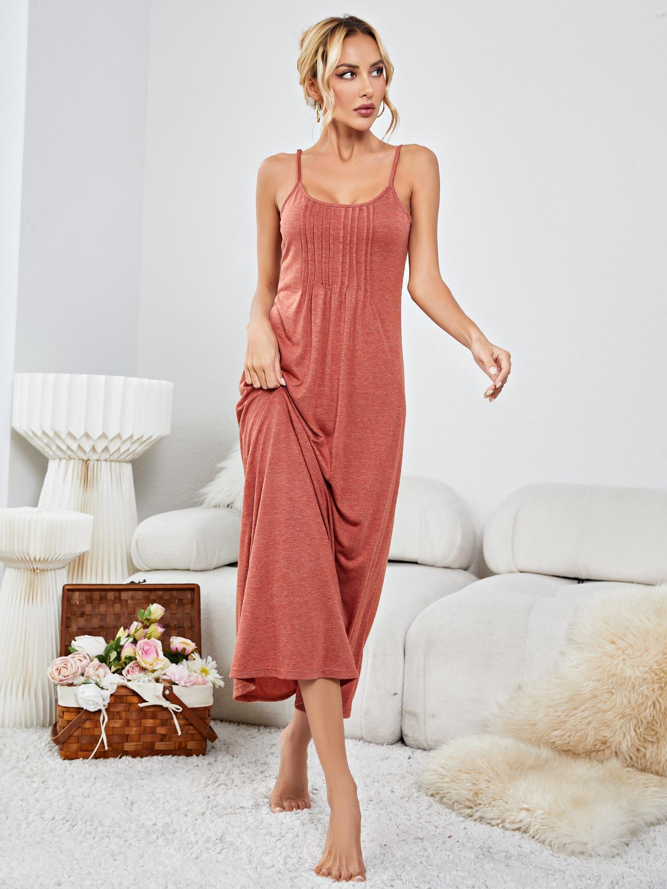 Scoop Neck Spaghetti Strap Night Dress - AllIn Computer