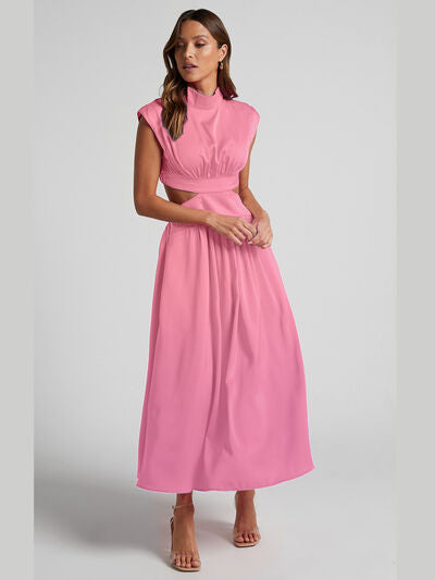 Cutout Mock Neck Sleeveless Dress - AllIn Computer