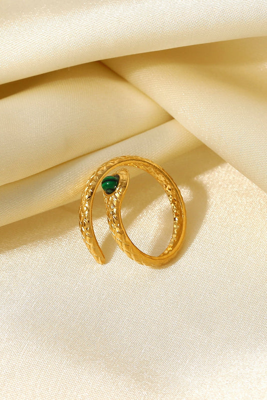 Snake Charmer Malachite Snake-Shaped Bypass Ring - AllIn Computer