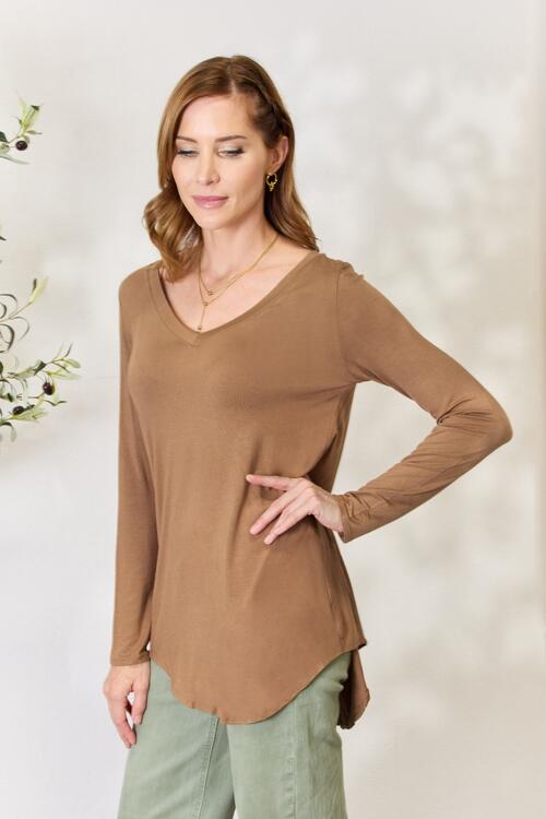 Zenana Full Size Long Sleeve V-Neck Top - AllIn Computer
