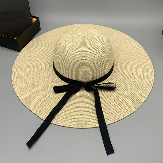 Bow Paper Braided Wide Brim Hat - AllIn Computer