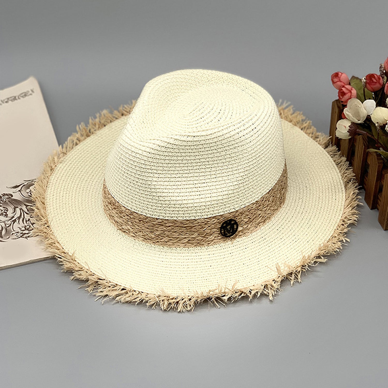 Raw Hem Raffia Hat - AllIn Computer