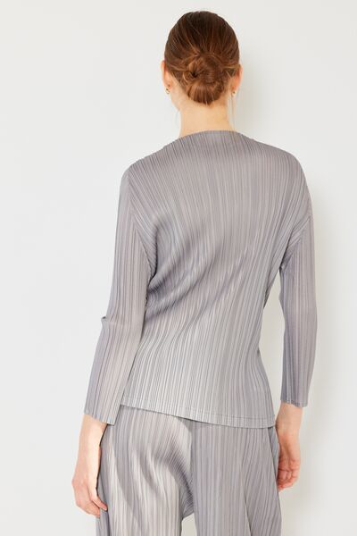 Marina West Swim Pleated Long Sleeve Boatneck Top - AllIn Computer