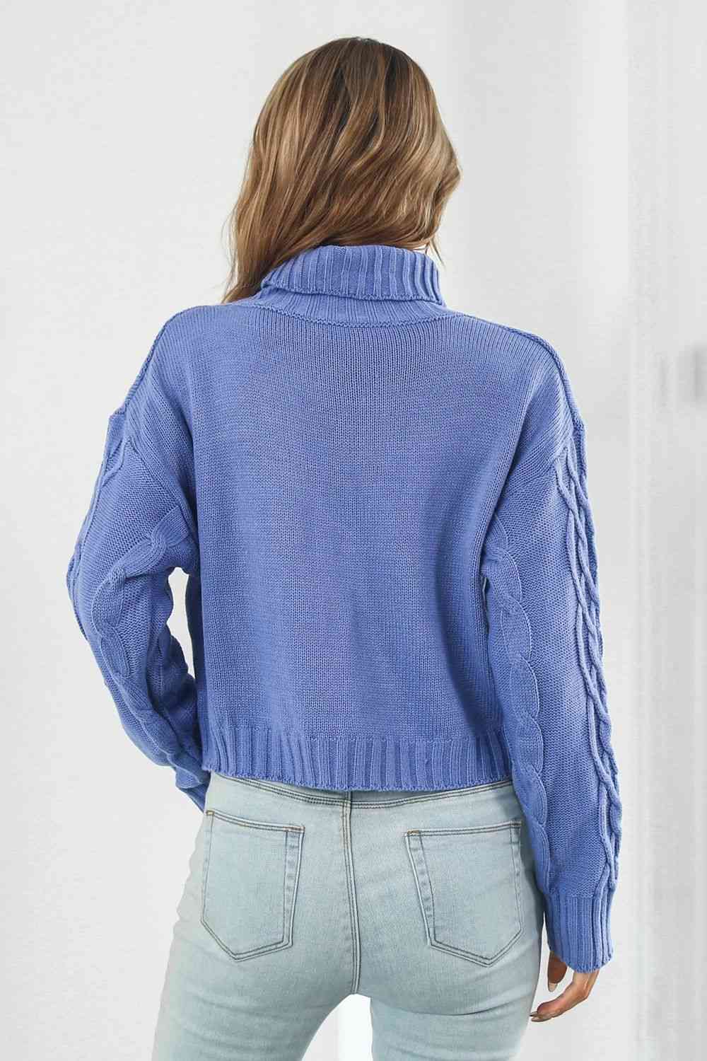 Turtleneck Dropped Shoulder Sweater - AllIn Computer