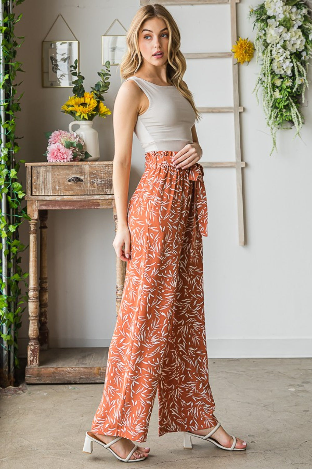 Heimish Full Size Printed Tied Straight Casual Pants - AllIn Computer