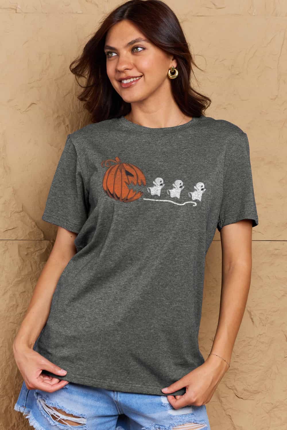 Simply Love Full Size Jack-O'-Lantern Graphic Cotton T-Shirt - AllIn Computer