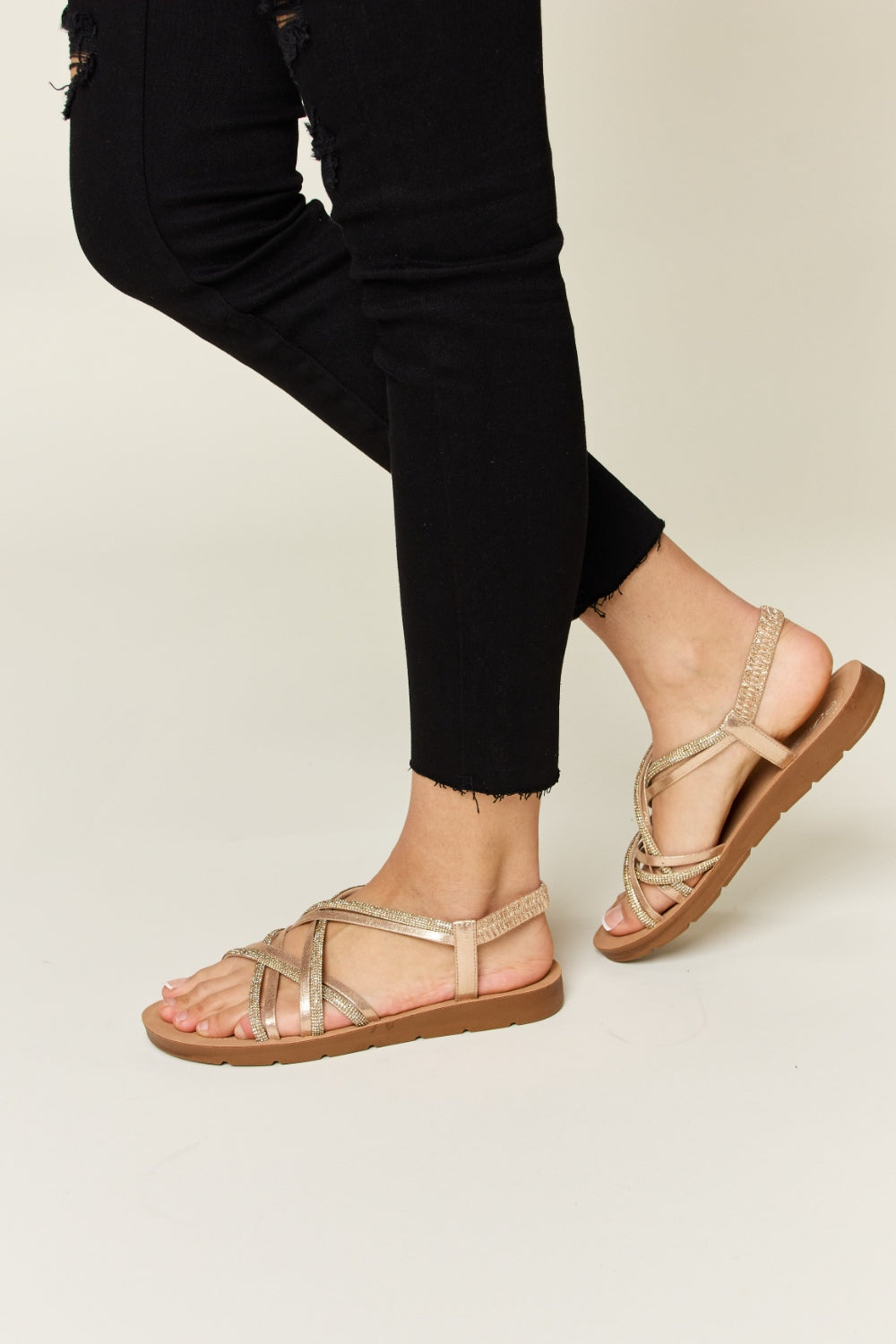 Forever Link Rhinestone Crisscross Flat Sandals - AllIn Computer