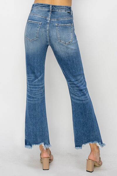 RISEN High Waist Raw Hem Flare Jeans - AllIn Computer