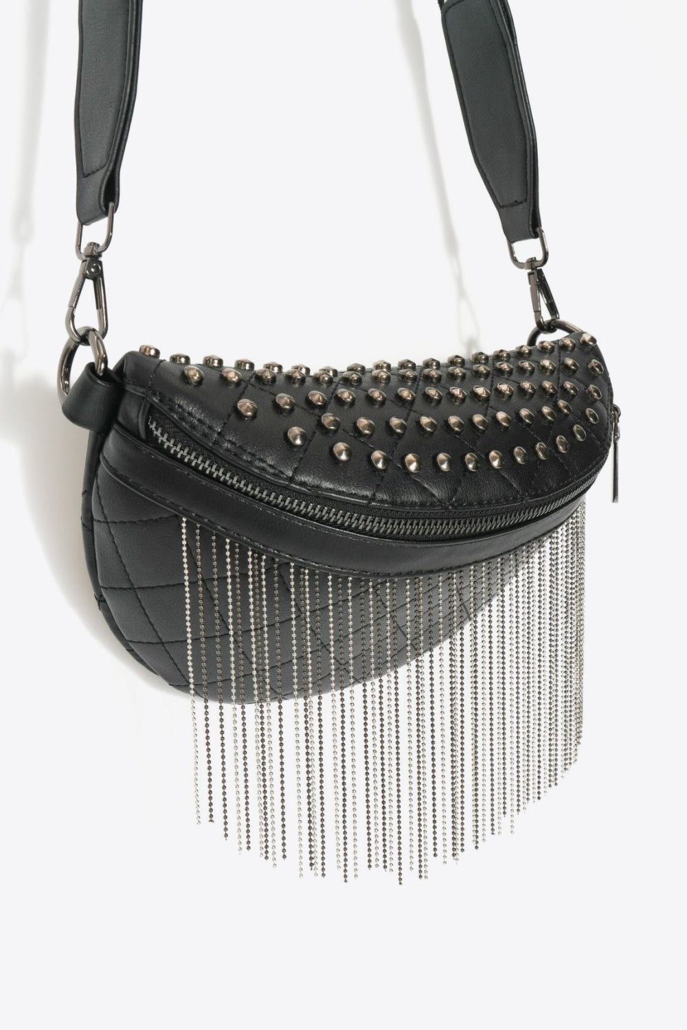 Baeful PU Leather Studded Sling Bag with Fringes - AllIn Computer