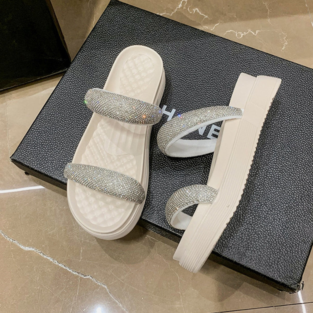 PU Leather Open Toe Platform Sandals - AllIn Computer