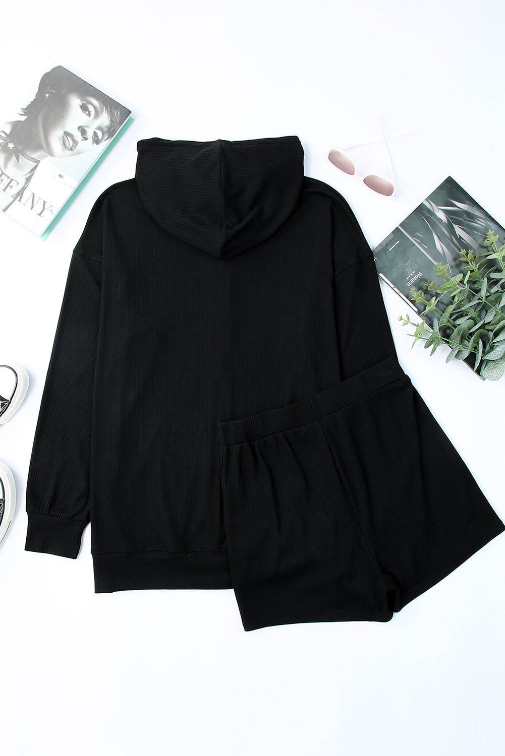 Drawstring Zip Up Sweatshirt and Shorts Set - AllIn Computer