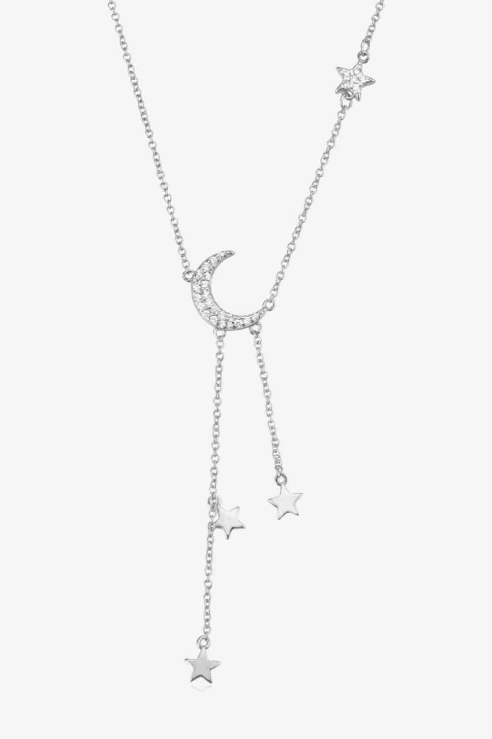 Inlaid Zircon Star and Moon Necklace - AllIn Computer