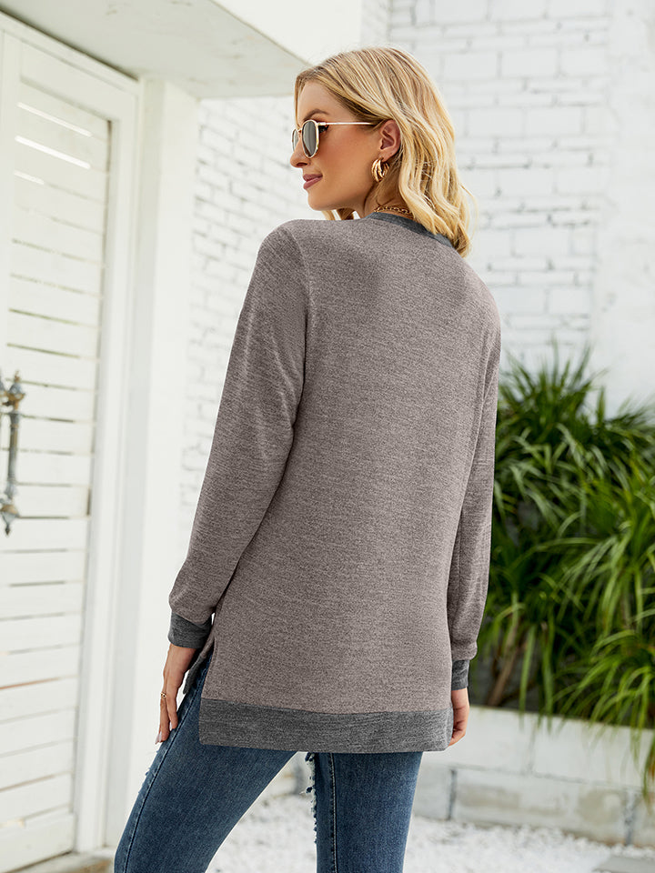 Round Neck Long Sleeve Blouse - AllIn Computer