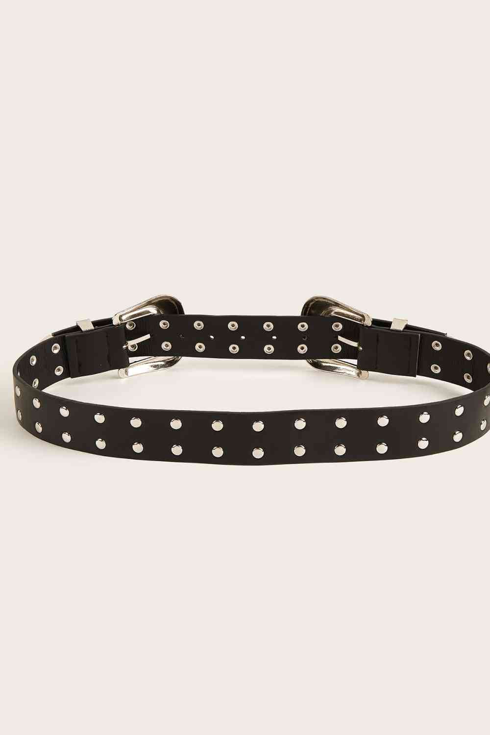 Double Row Studded PU Leather Belt - AllIn Computer