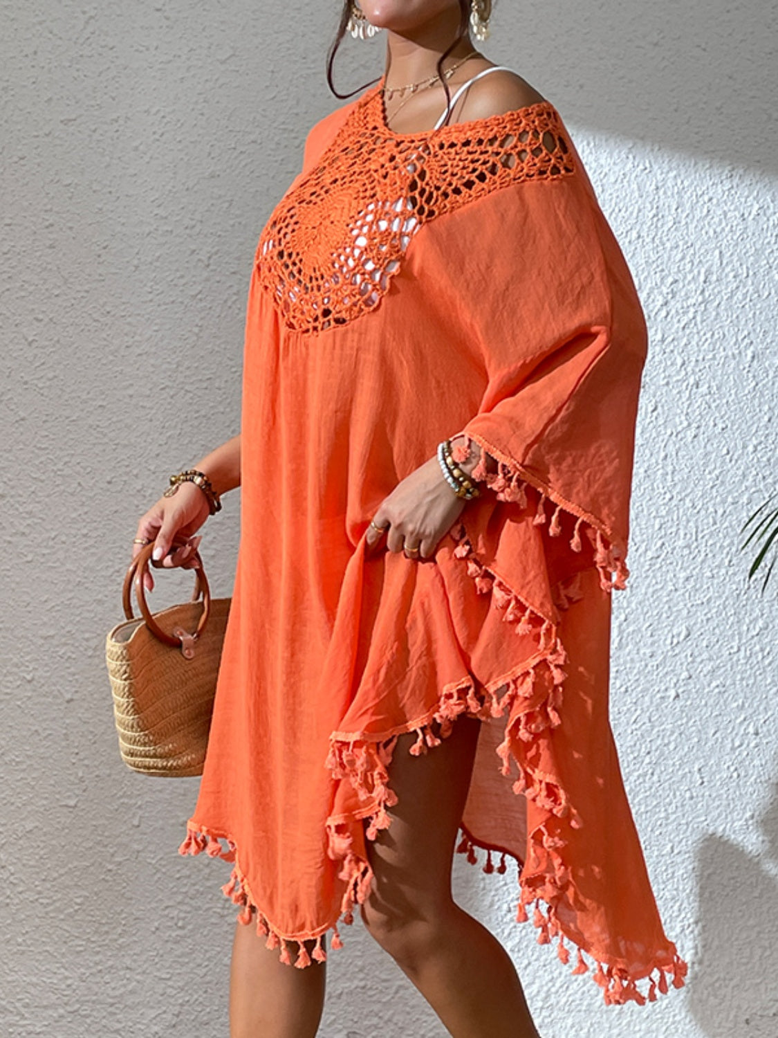 Tassel Cutout Scoop Neck Cover-Up Dress - AllIn Computer