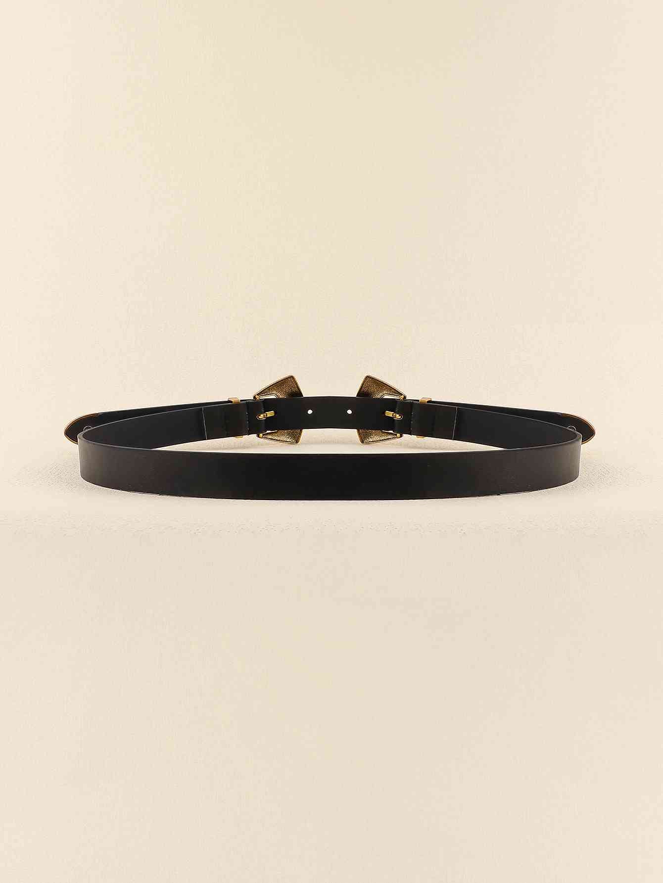 Double Buckle PU Leather Belt - AllIn Computer