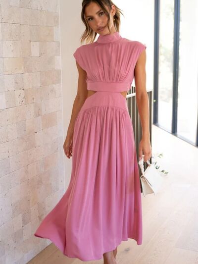 Cutout Mock Neck Sleeveless Dress - AllIn Computer