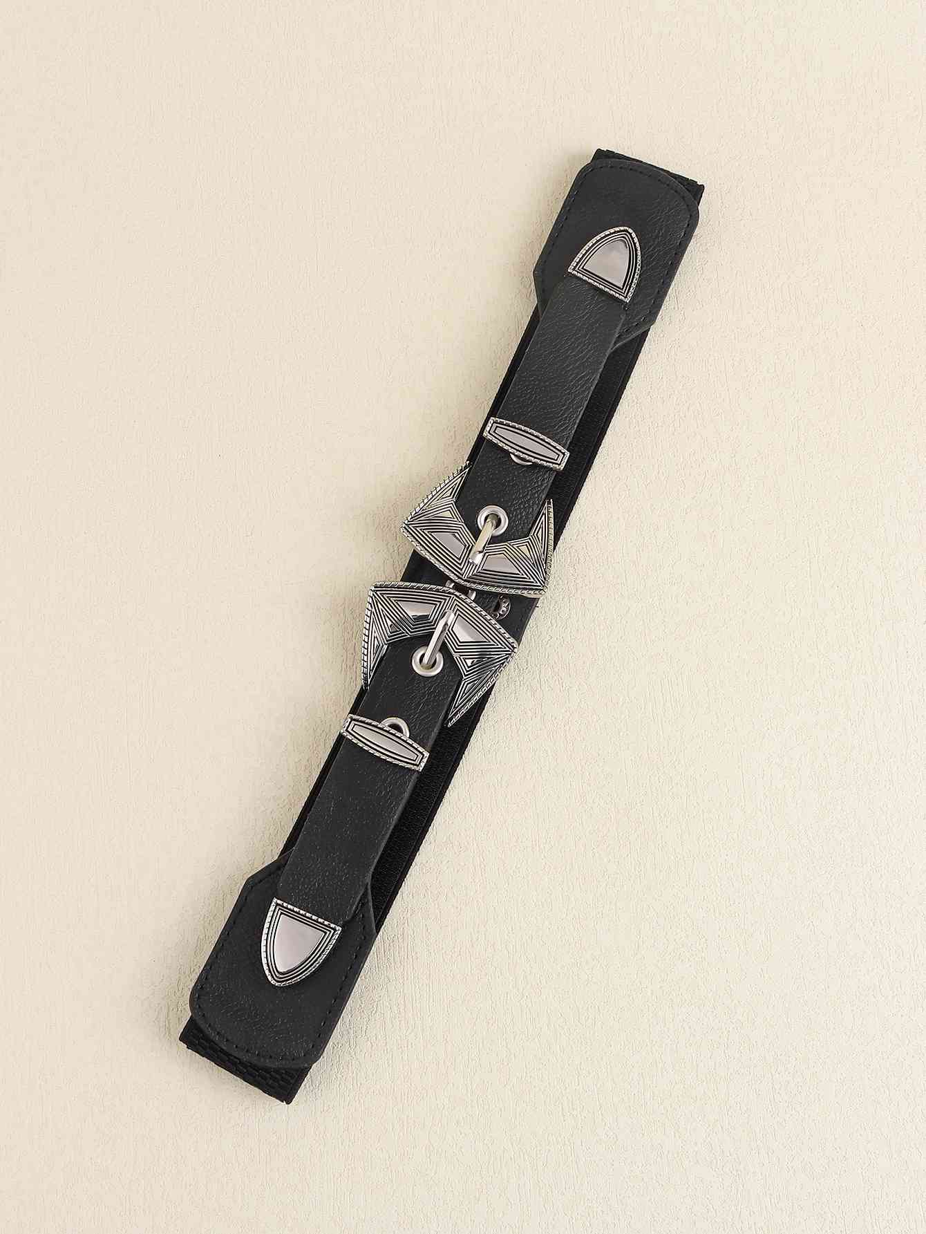 Double Buckle PU Leather Belt - AllIn Computer