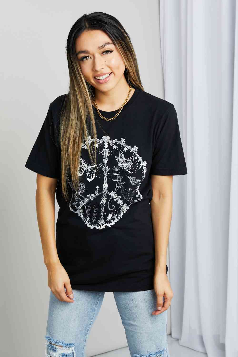 mineB Full Size Butterfly Graphic Tee Shirt - AllIn Computer