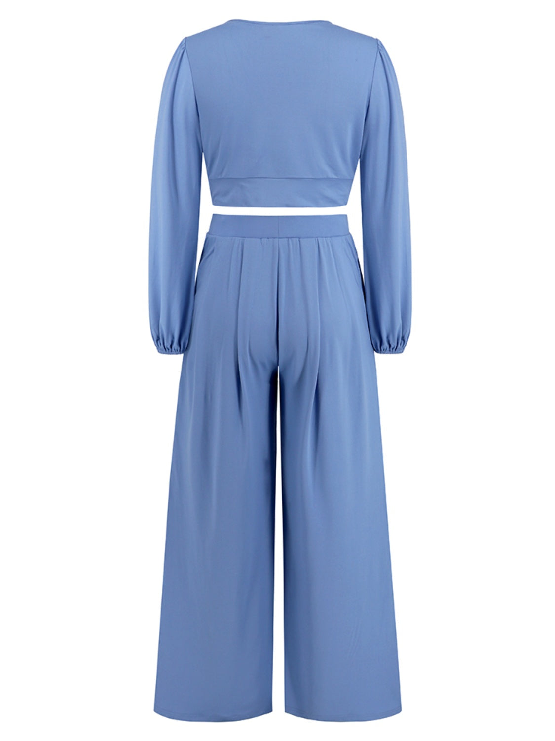 Surplice Top and Wide Leg Pants Set - AllIn Computer