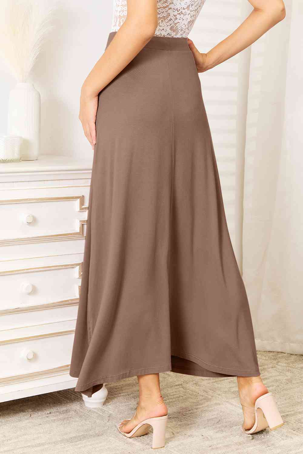 Double Take Full Size Soft Rayon Drawstring Waist Maxi Skirt - AllIn Computer