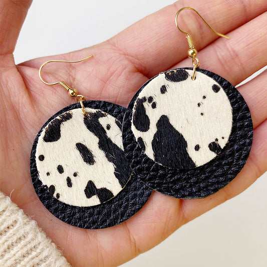 Genuine Cowhide Leather Dangle Earrings - AllIn Computer