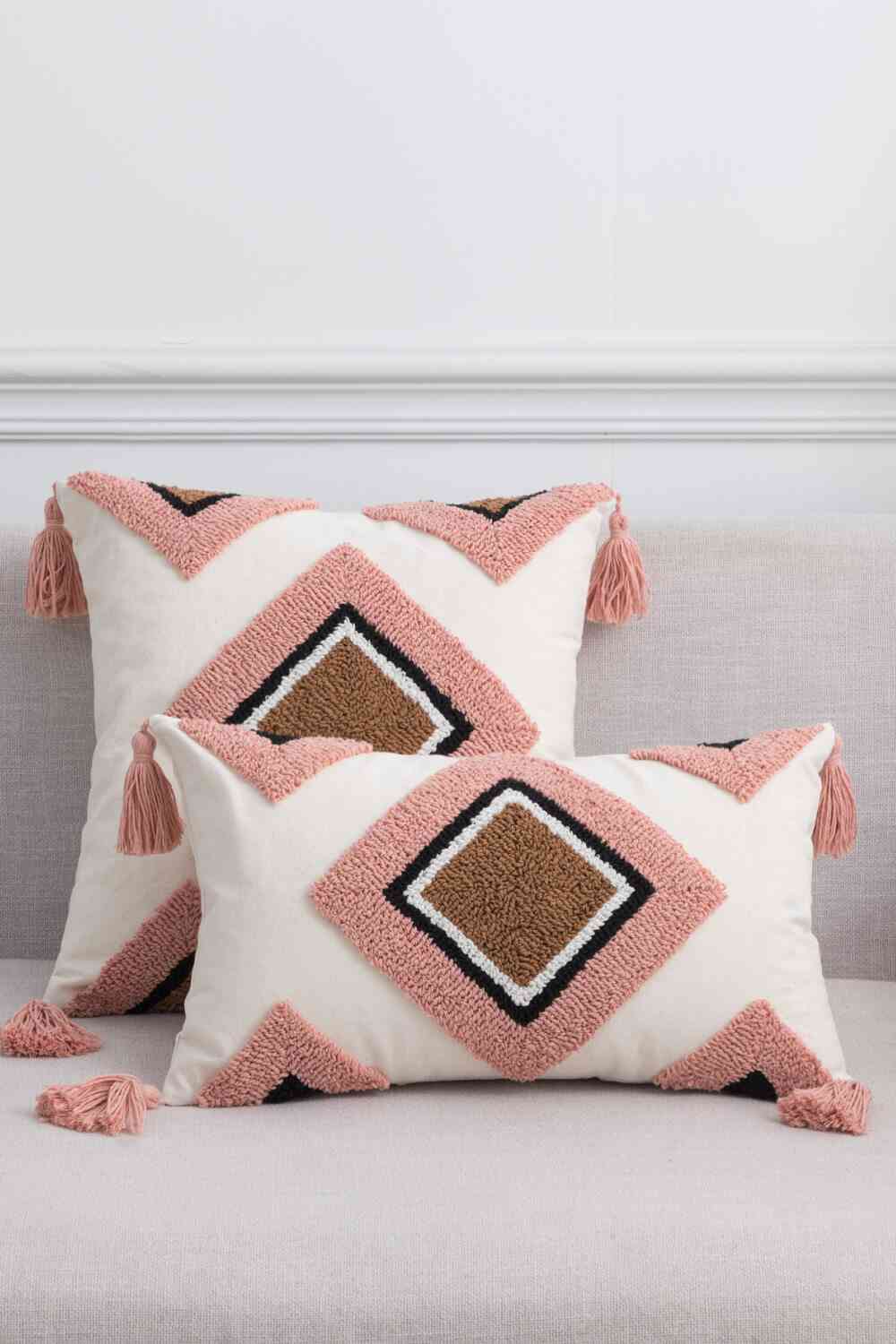 Geometric Graphic Tassel Decorative Throw Pillow Case - AllIn Computer