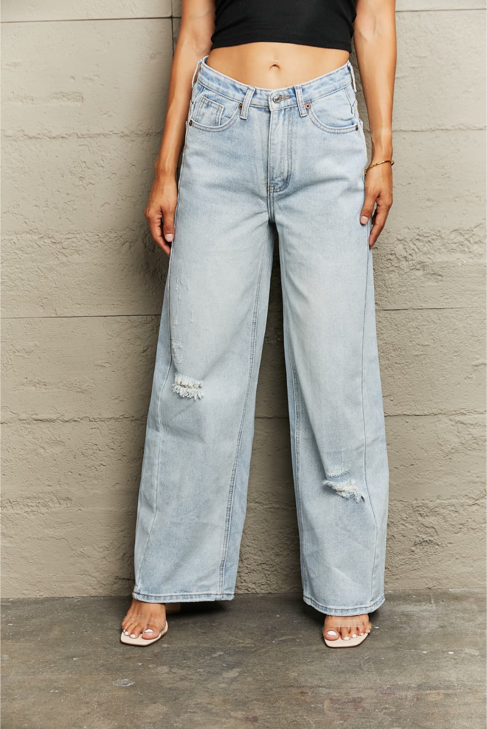 Distressed Wide Leg Jeans - AllIn Computer