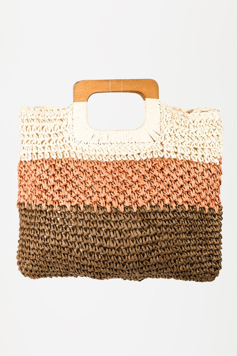 Fame Color Block Double-Use Braided Tote Bag - AllIn Computer