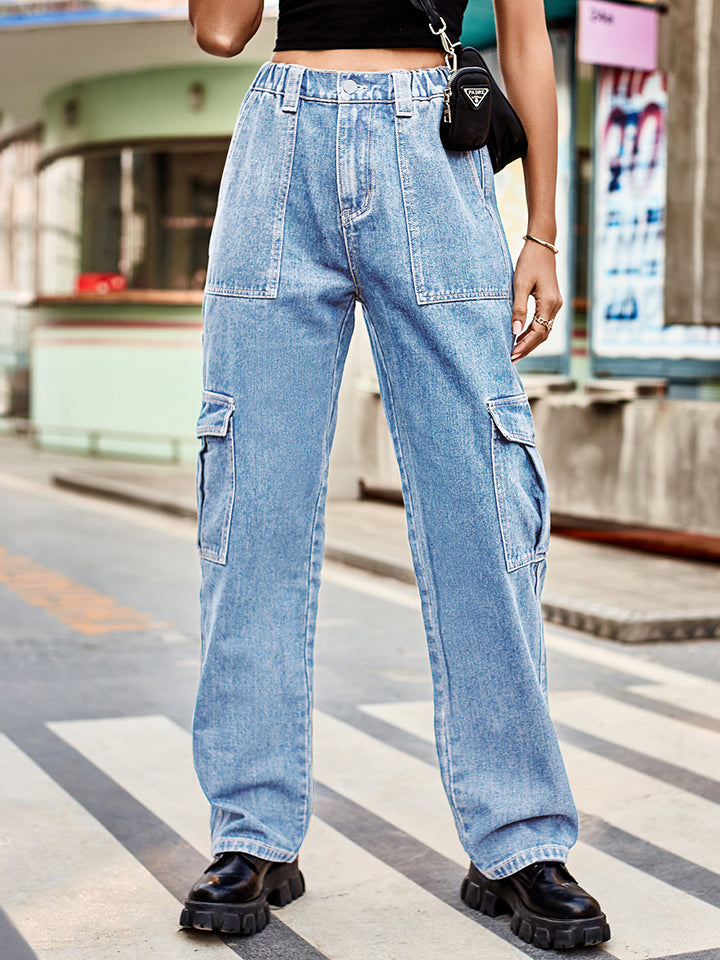 Straight Leg Cargo Jeans - AllIn Computer