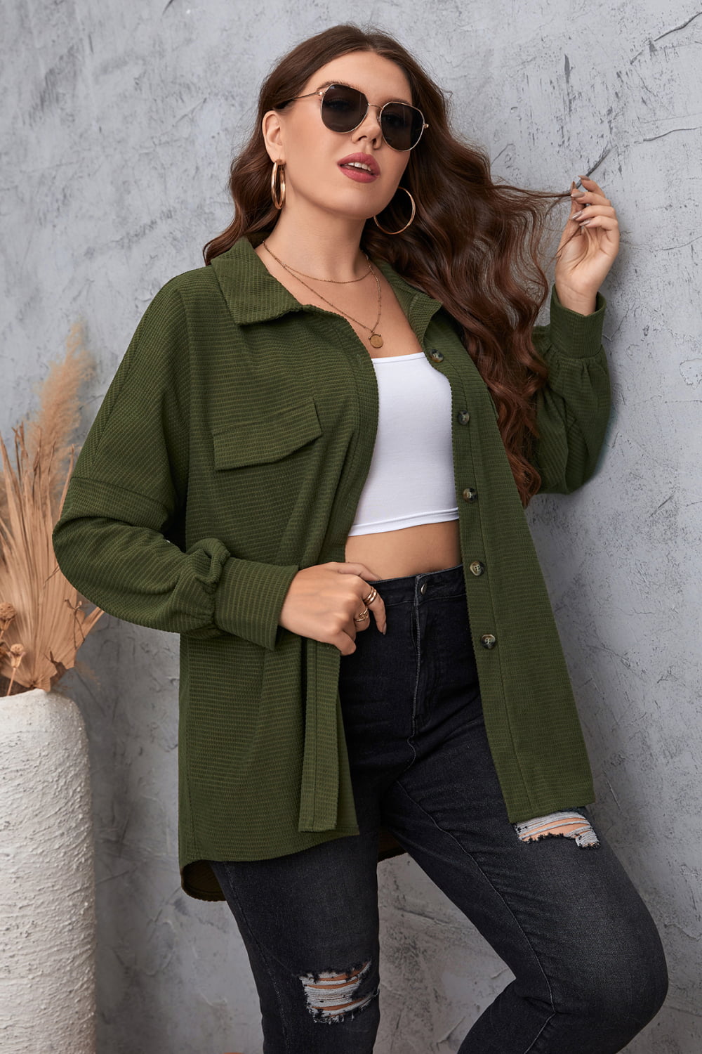 Melo Apparel Plus Size Dropped Shoulder Shirt - AllIn Computer
