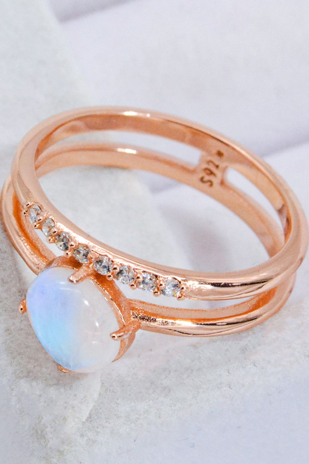 Natural Moonstone and Zircon Double-Layered Ring - AllIn Computer