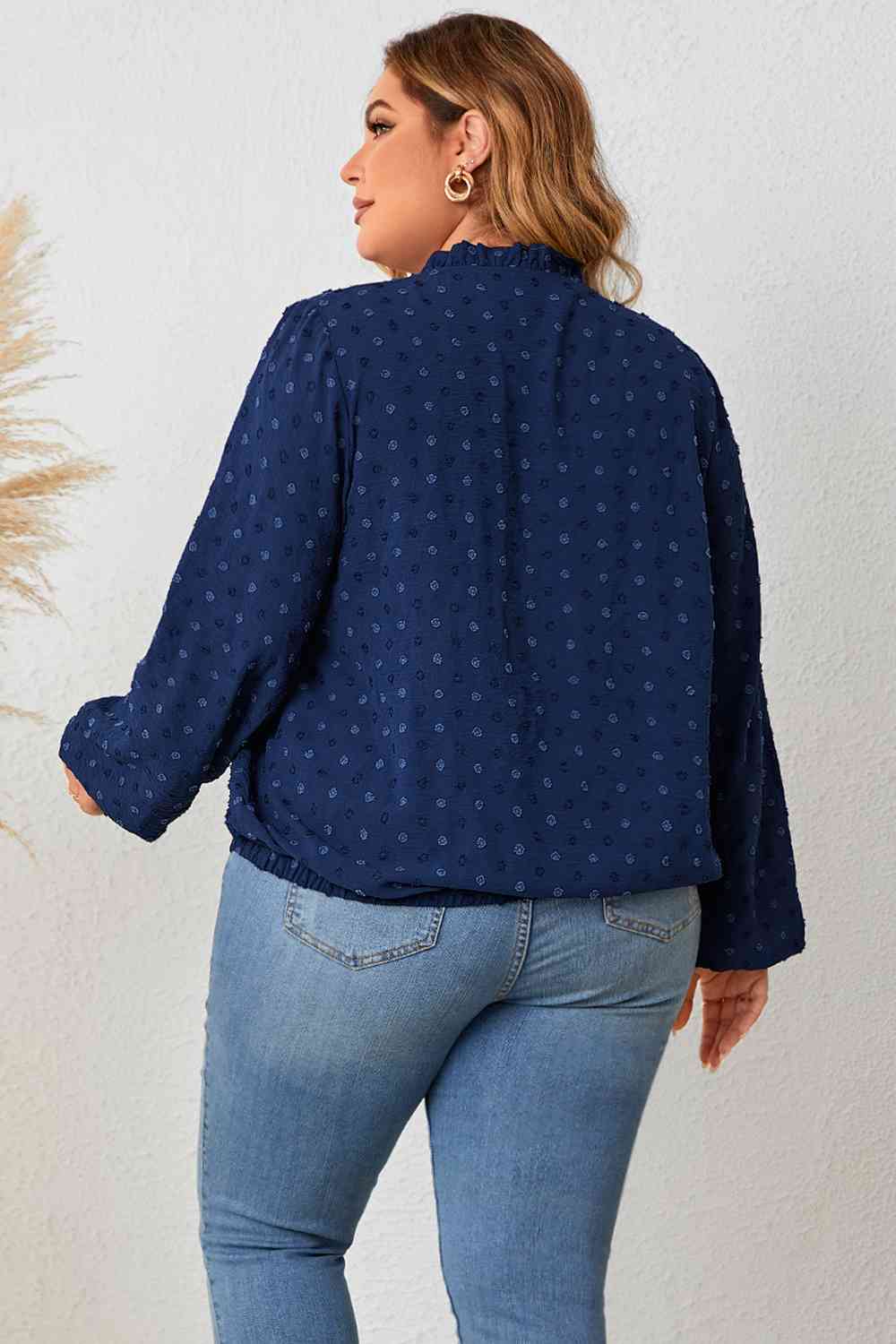 Plus Size Tie Neck Balloon Sleeve Blouse - AllIn Computer