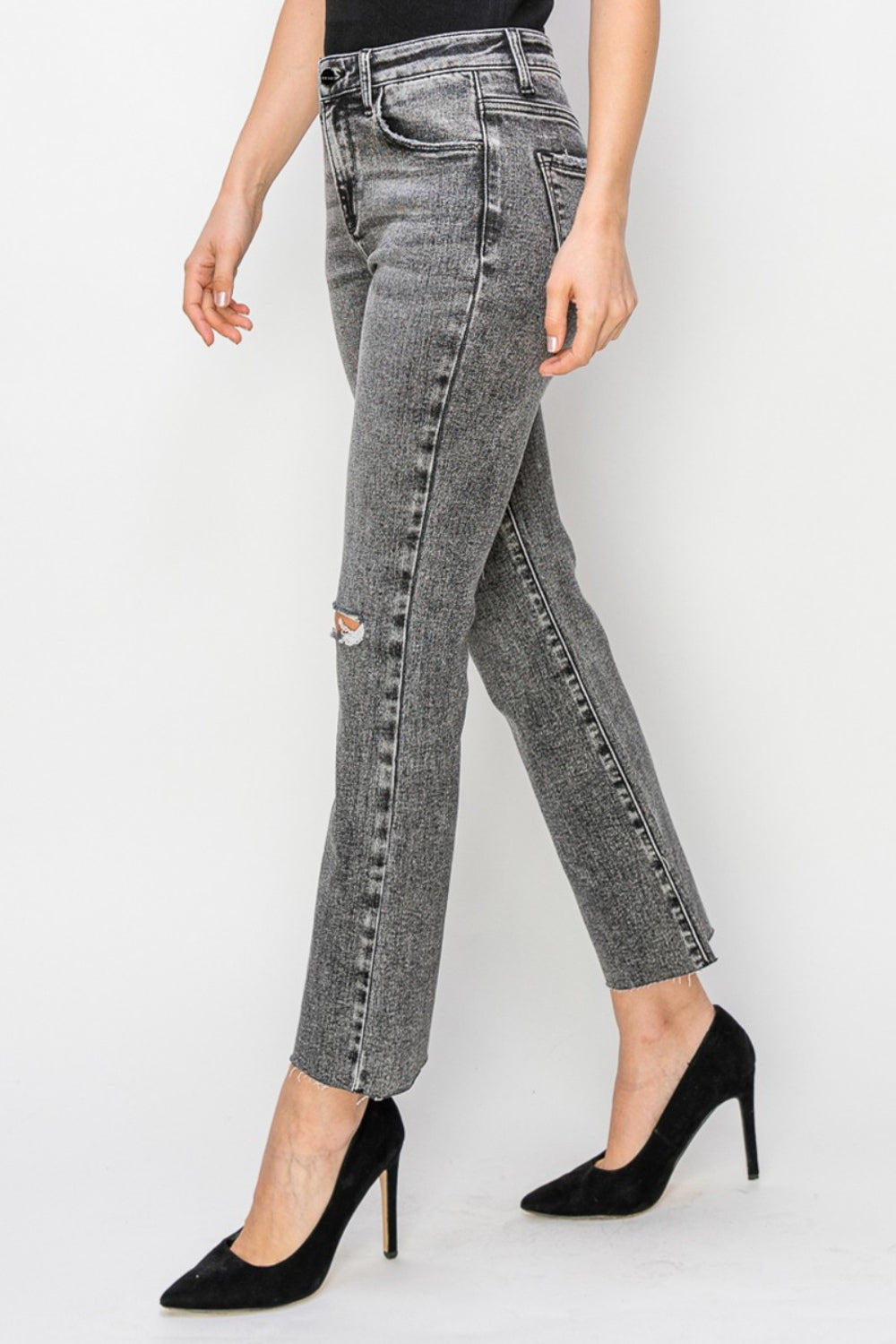 RISEN High Waist Distressed Straight Jeans - AllIn Computer