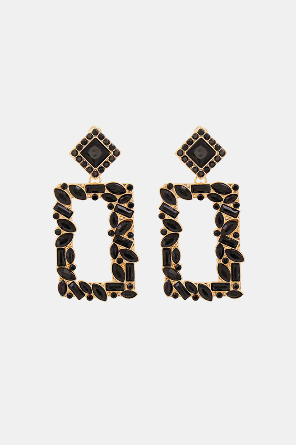 Square Shape Glass Stone Dangle Earrings - AllIn Computer