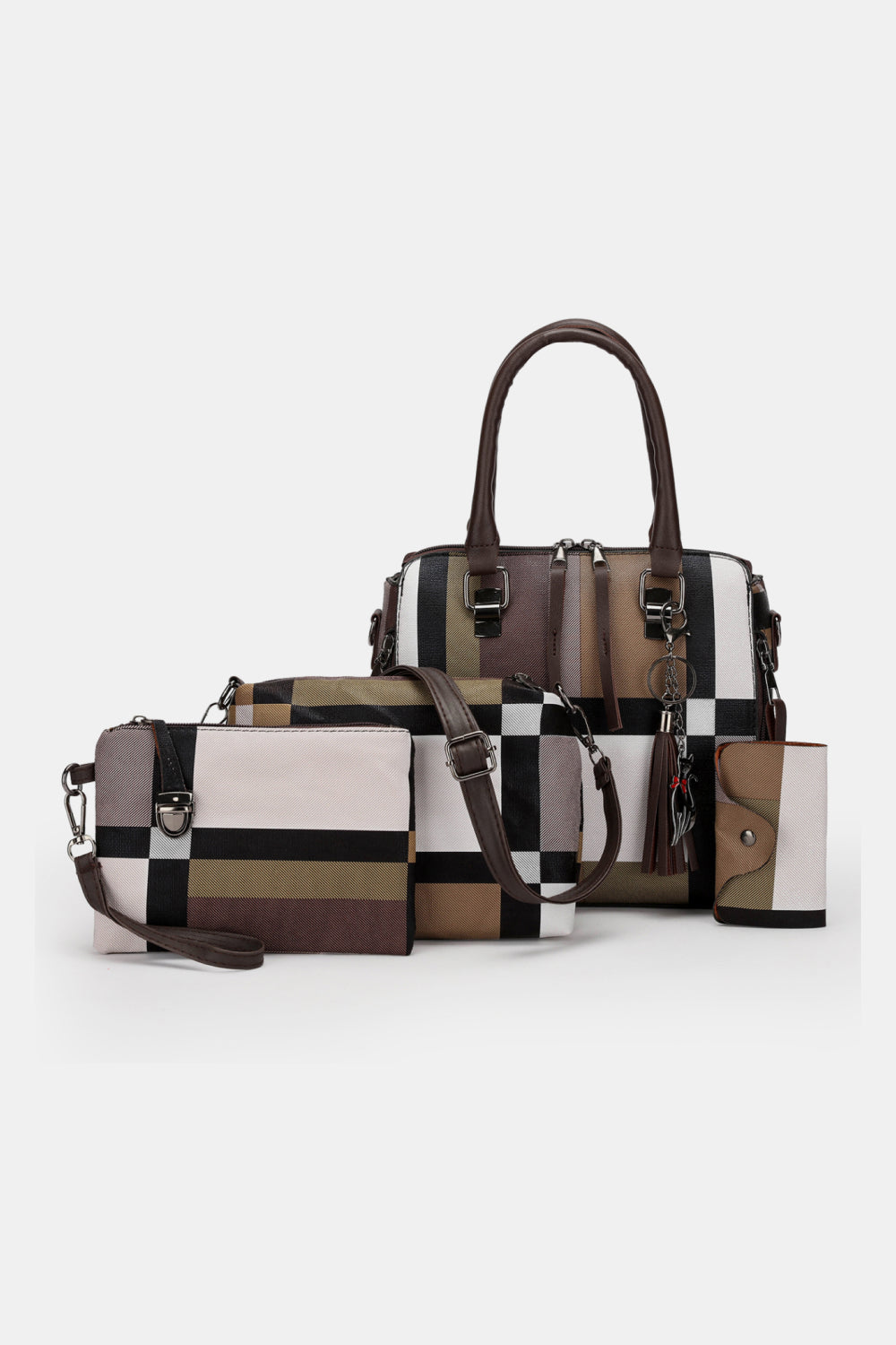 4-Piece Color Block PU Leather Bag Set - AllIn Computer