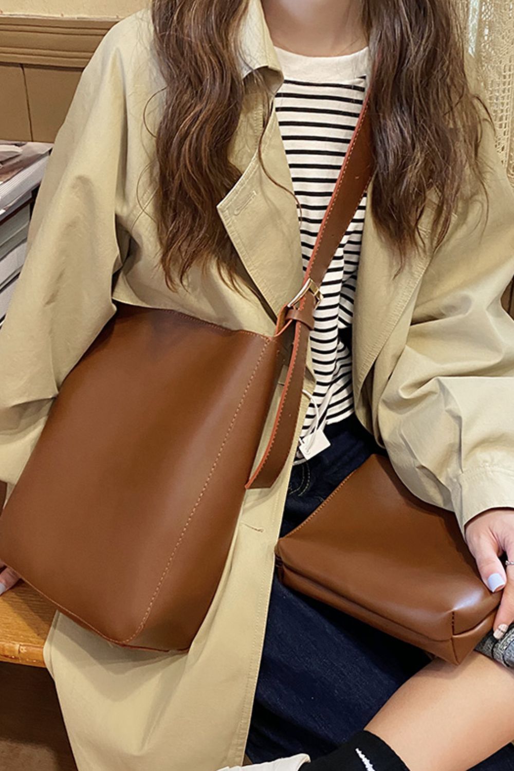 Adored 2-Piece PU Leather Tote Bag Set - AllIn Computer