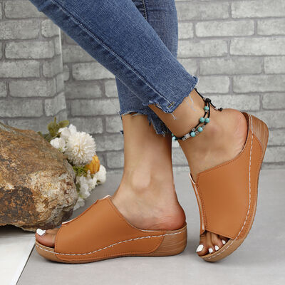 PU Leather Open Toe Sandals - AllIn Computer