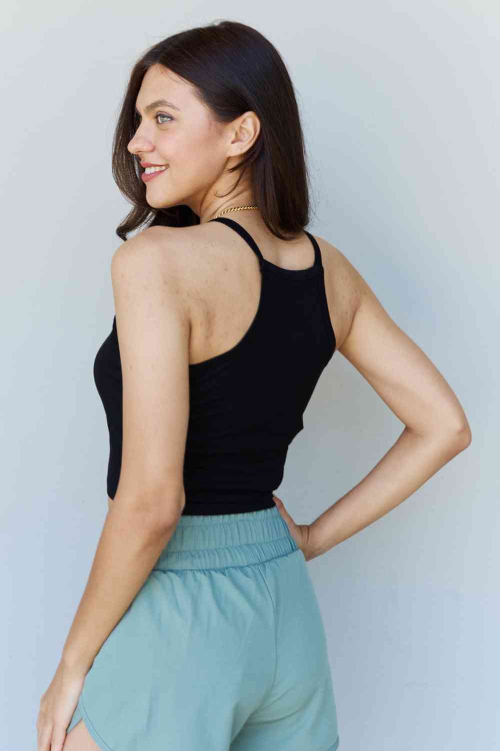 Ninexis Everyday Staple Soft Modal Short Strap Ribbed Tank Top in Black - AllIn Computer