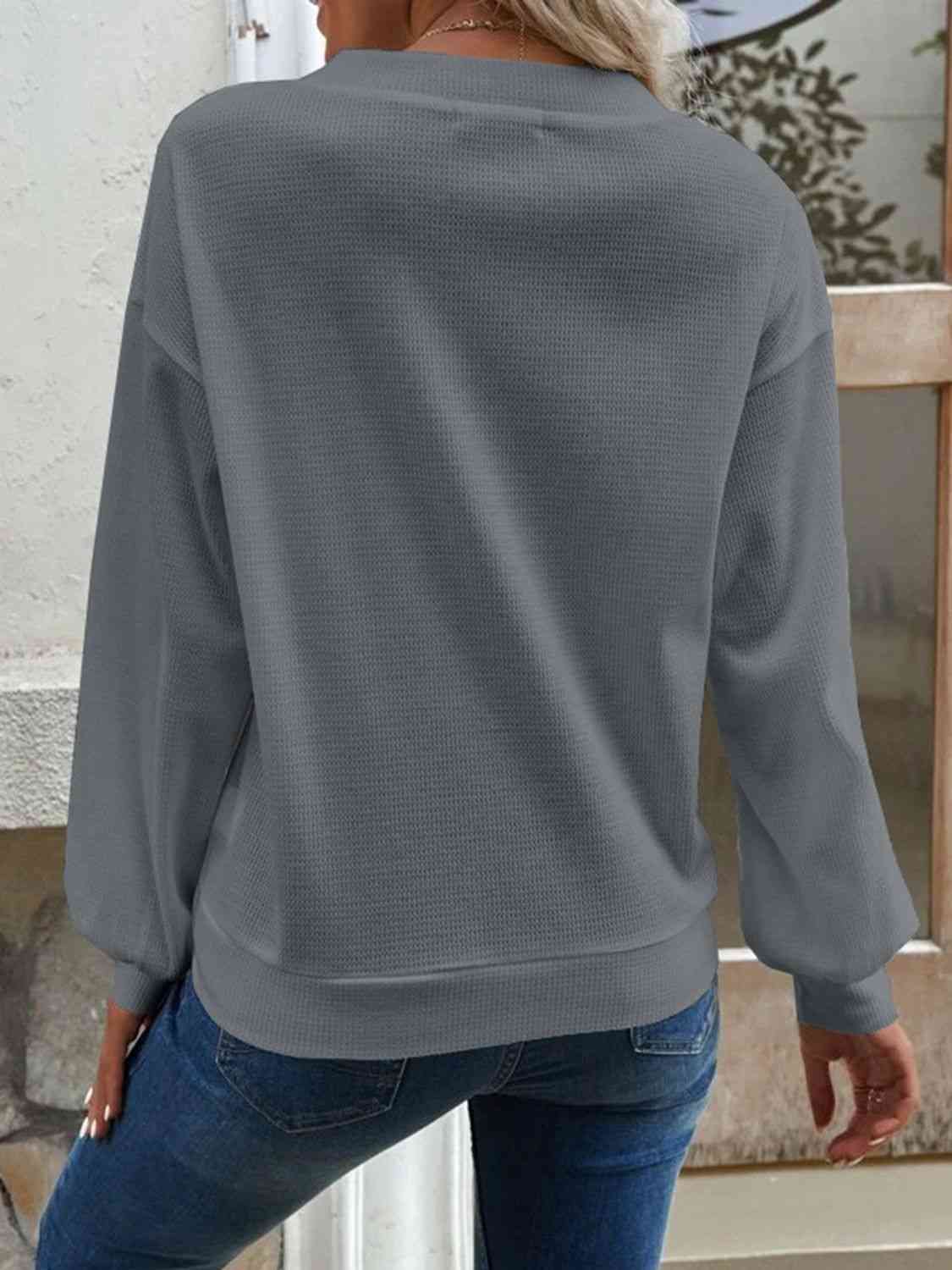 V-Neck Dropped Shoulder Blouse - AllIn Computer