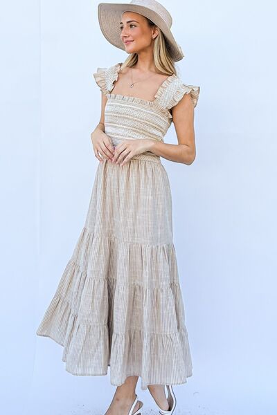 And The Why Linen Striped Ruffle Dress - AllIn Computer