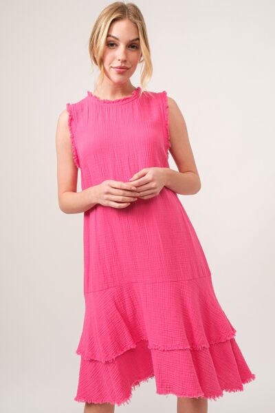 And The Why Washed Fringe Detail Tiered Dress - AllIn Computer